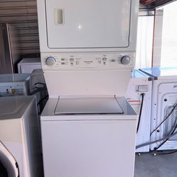 White Frigidaire Stacked Washer And Electric Dryer