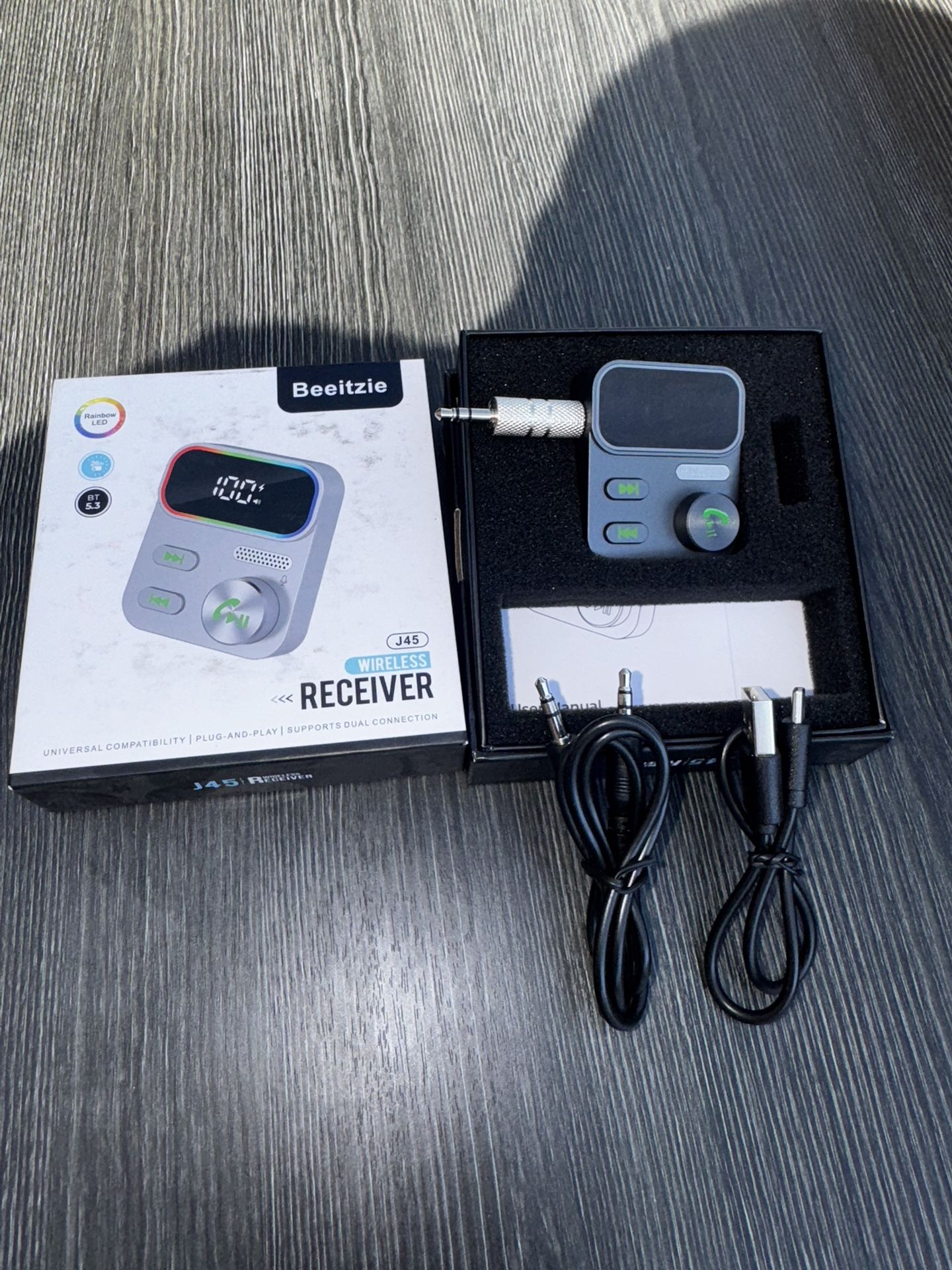 Bluetooth 5.3 Aux Wireless Receiver for Car/Home Stereo/Wired Headphones/Speaker,Hands-Free Call