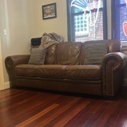 Brown Leather Couch 3 seater