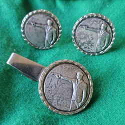 Vintage Cufflinks and Tie Clip Set