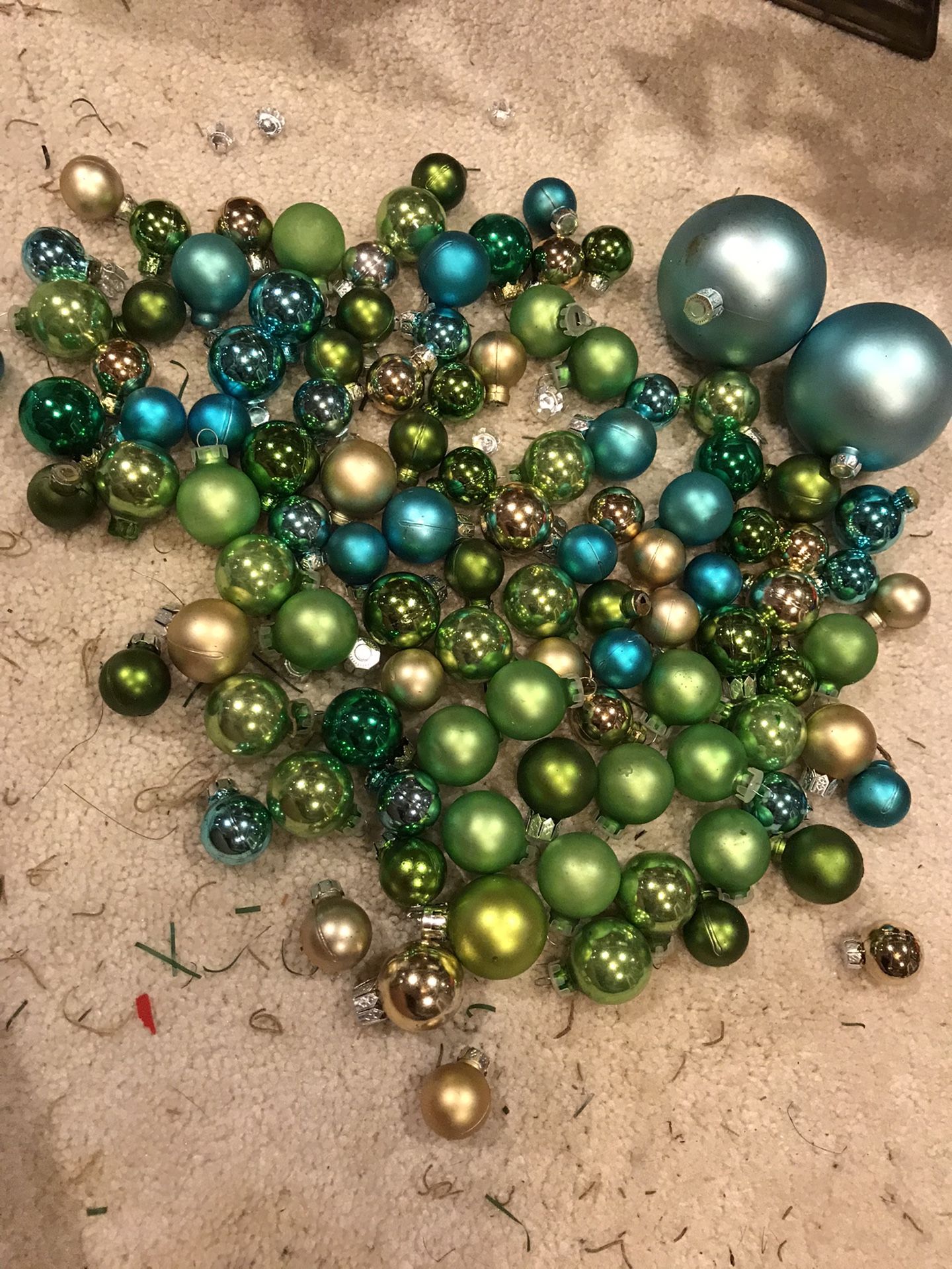 Teal and green mini decorative ornaments
