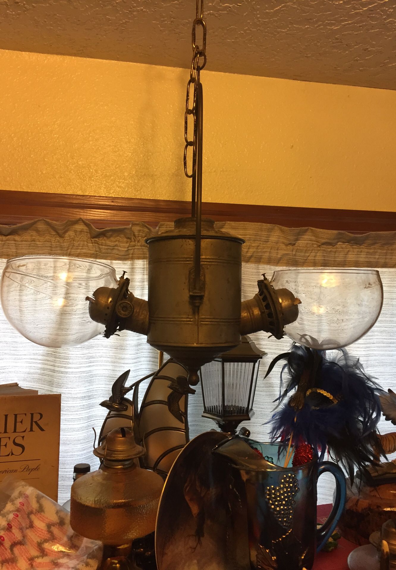 Antique kerosene dual wick farm lamp vintage 1(contact info removed)