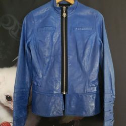 Royal Underground Size Small Blue Leather Jacket