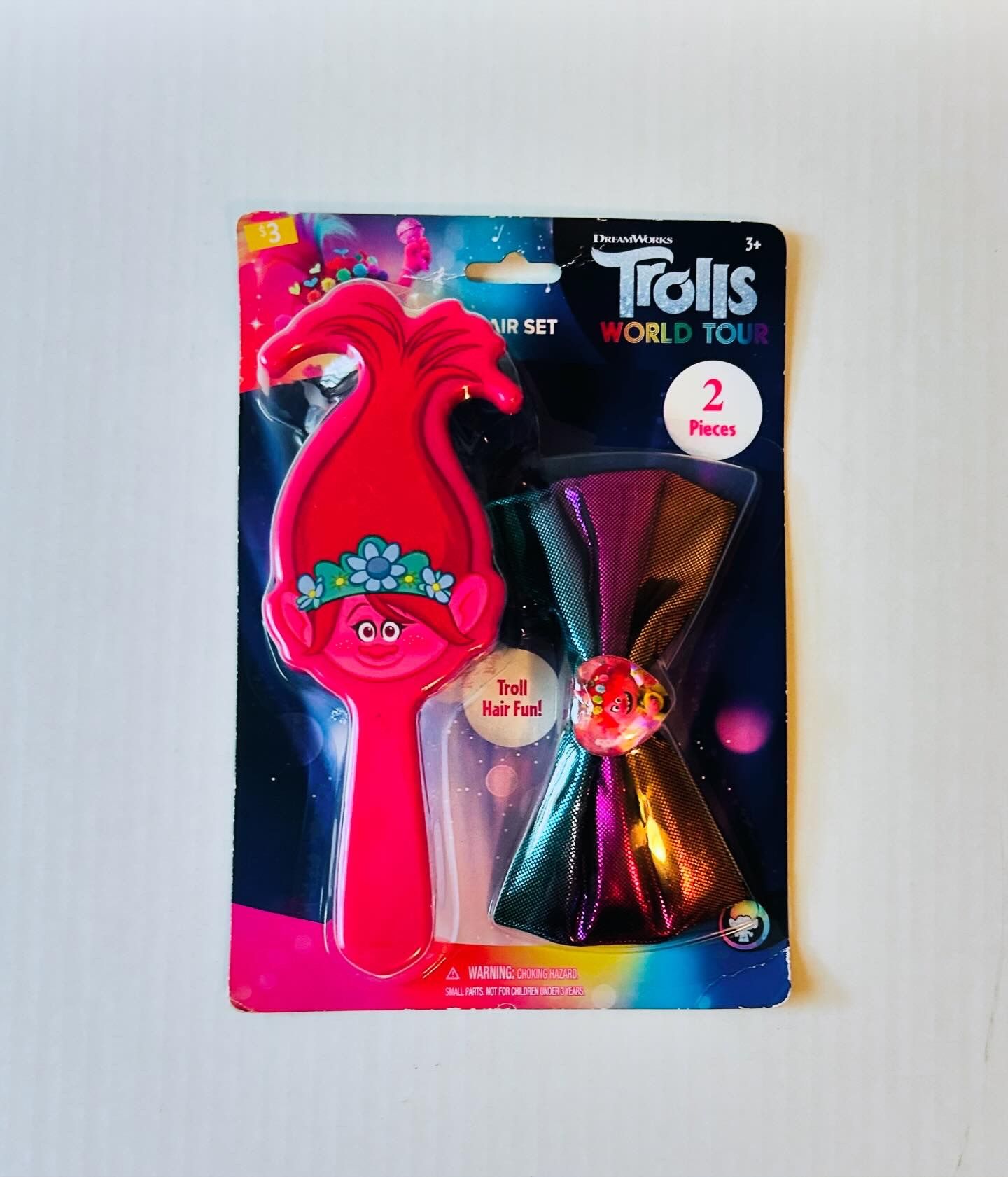 Trolls World Tour 2-Piece Brush and Bow Hair Set