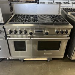 WOLF 48”WIDE DUAL FUEL RANGE STOVE STAINLESS STEEL 