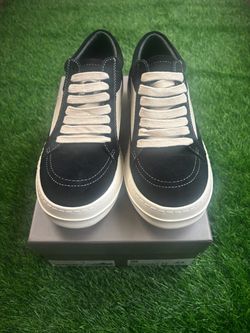 Black Suede Low-Top Sneakers with White Sole