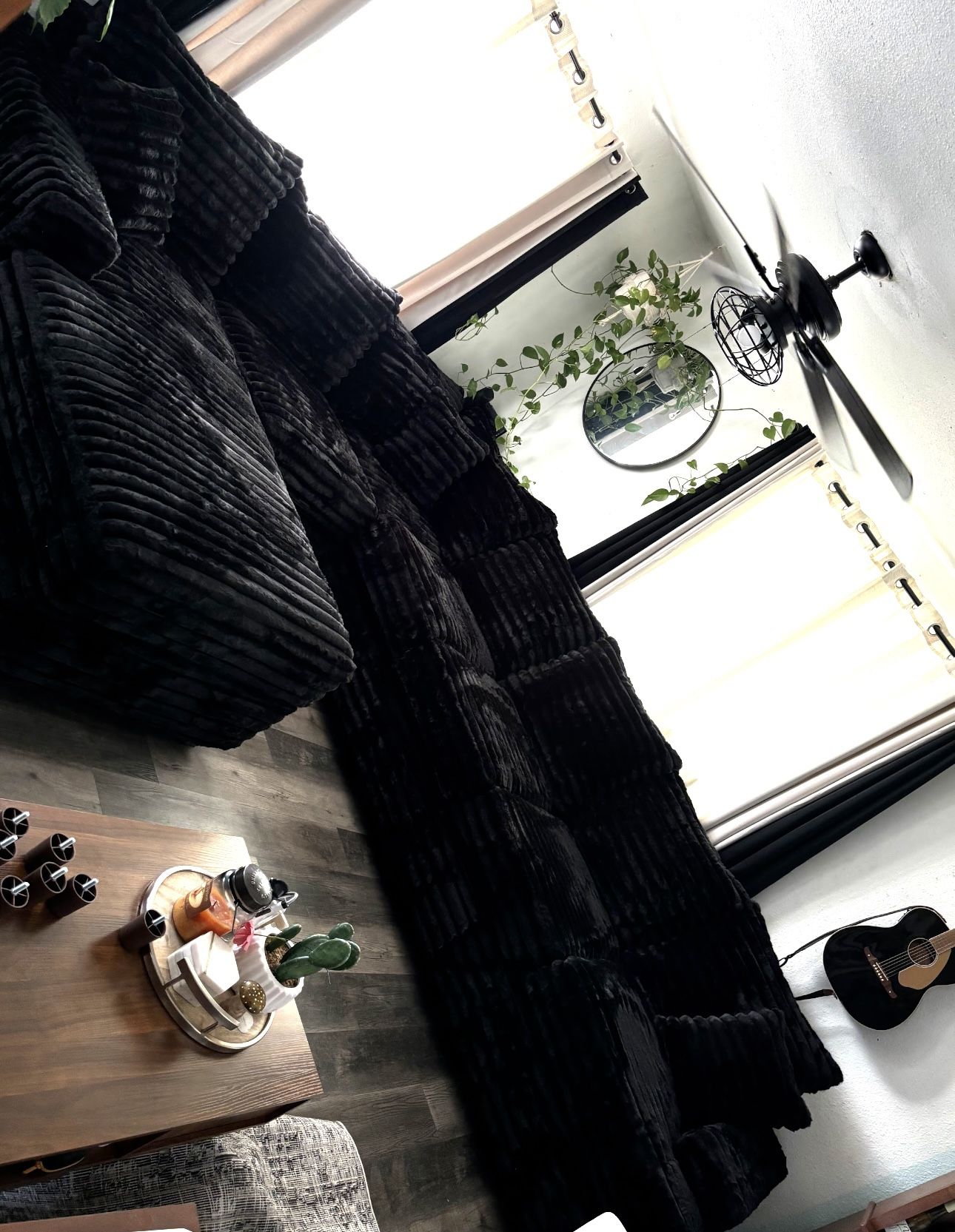 Black Corduroy XL Sectional Couch