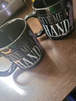 "Give Me a Hand" Novelty Coffee Mugs Set of 2