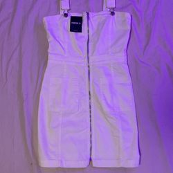 white overall dress