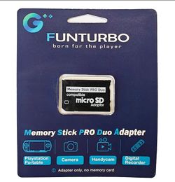 PSP Memory Stick Adapter, Micro SD to Memory Stick PRO Duo MagicGate Card for Sony PlayStation Portable, Camera, Handycam