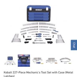 NEW NEVER USED KOBALT 227 PEACE MECHANIC’S TOOL SET WITH CASE & DRAWERS