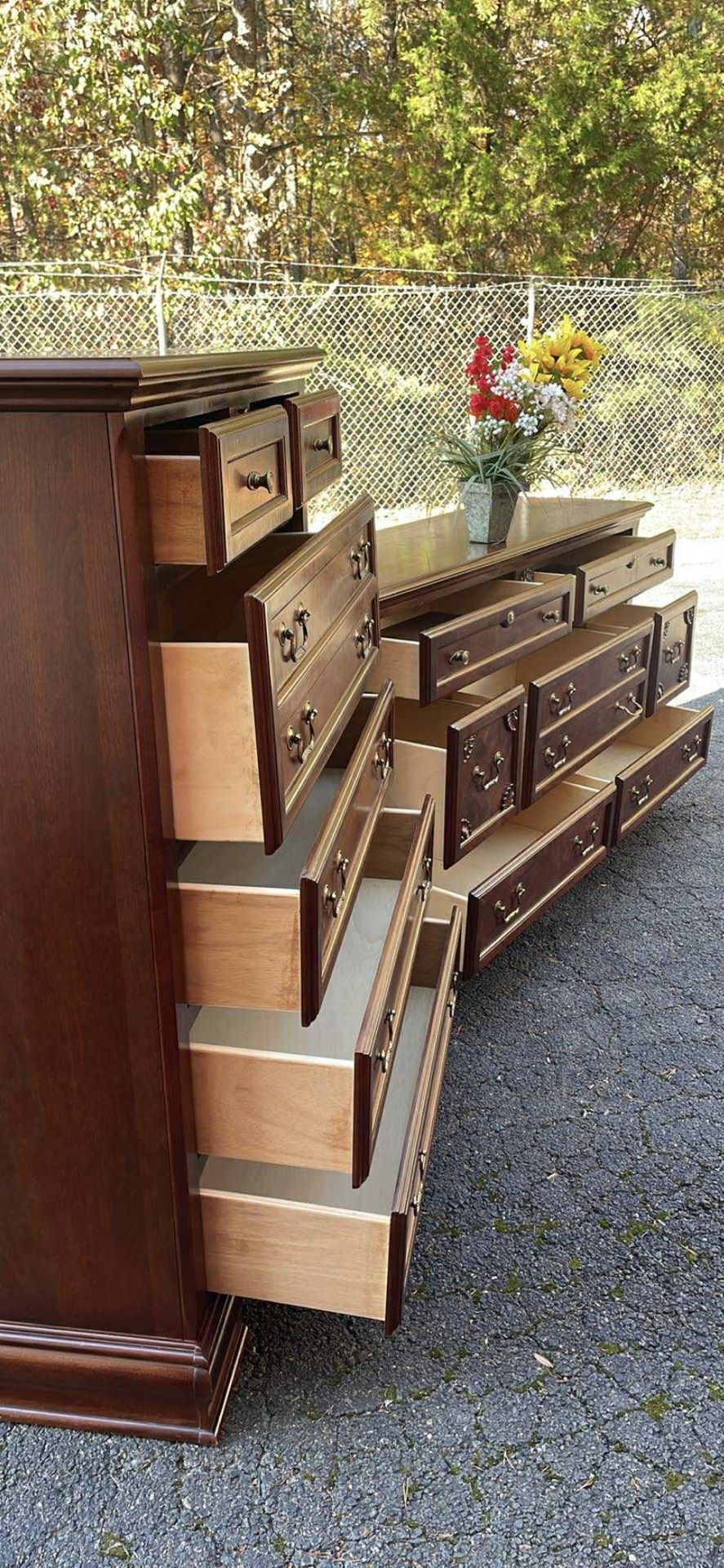 Modern Solid Wood Set: Long Dresser, Big Drawers, Tall Chest. Drawers Sliding Smoothly. Delivery Available