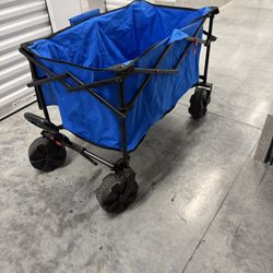 Folding Utility Wagon – Heavy Duty with Large Wheels (Blue)