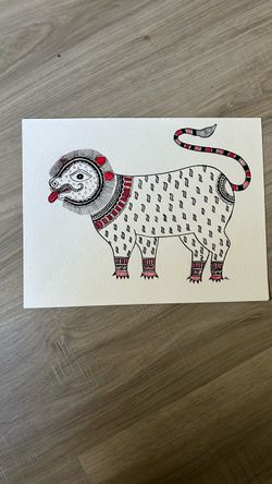 Original Folk Art Animal Illustration on Paper