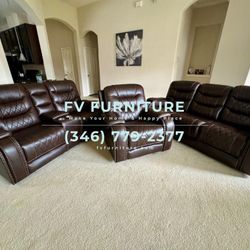 Sala De Piel Reclinable Cafe Nueva! Instalacion Entrega El Mismo Dia! 3 Pagos Mensuales