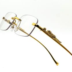 Eye Glasses Clear Lens Square Gold UV Protection Retro Shades Hip Hop Style Casual Street Wear 