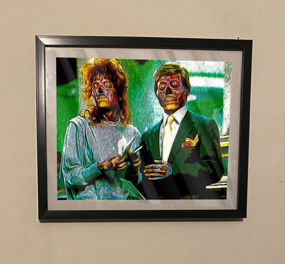 Custom Art Piece of the Cult Classic Film They Live in black Frame
