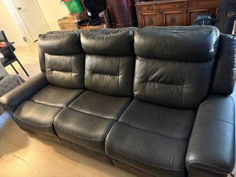 Black Leather 3-Seat 2 Seat Recliner Sofa