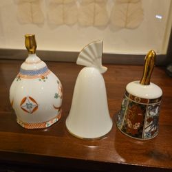 Set of 3 Vintage Japanese Porcelain Bells – Noritake, Sango, Kohzan
