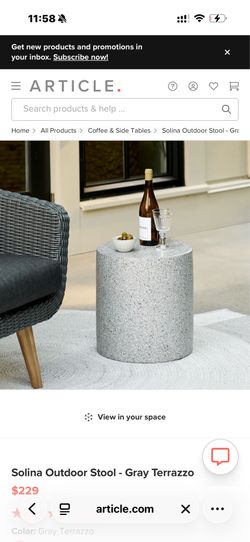 Solina Outdoor Stool - Gray Terrazzo