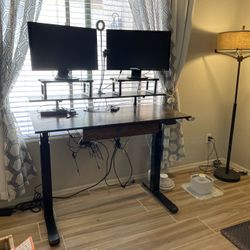 Like New- Power Operated Standing Desk (walnut tone)