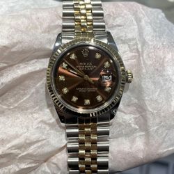Authentic Original 36mm Two-Tone Rolex DateJust  - Chocolate Dial with Diamonds 💎 - Mint condition 