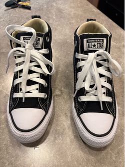 CONVERSE ALL STARS MID RISE, worn once, size 8.5 WMNS, 6.5 men’s
