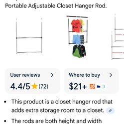 New Ocean Star 2 Tier Closet Rod Organizer