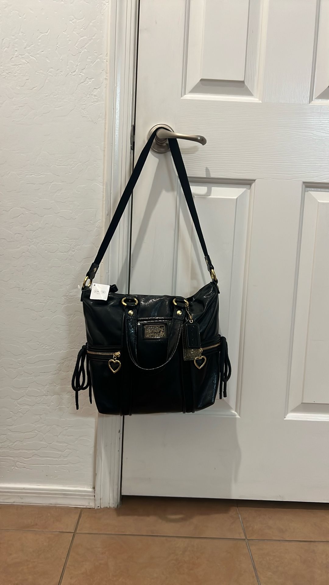 Coach Daisy Poppy Patent Leather Tote