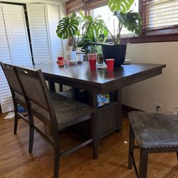 Moving Out Sale. Dark Wood Dining Table with Storage Cabinet