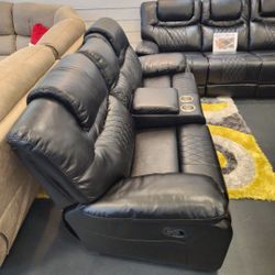 Santiago Black Leather Reclining Sofa/Loveseat Sets---$1099---Wow!!!---Delivery Available 