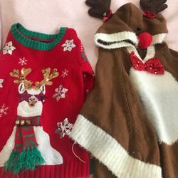 Kids Ugly Sweaters $10 Each Sweater Small Toddle Size Poncho Can Fit A Size 4/6 Girl For Pictures School Events 