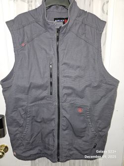 NEW ARIAT FR DURALIGTH STRETCH CANVAS MEN'S IRON GRAY VEST SIZE 2XL TALL 