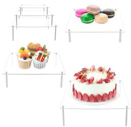 FINGERINSPIRE 3Sets Acrylic Square Dessert Cake Stands 3Sizes Acrylic Square Dessert Display Easels Clear Cupcakes Display Stand Plate For Cakes Desse