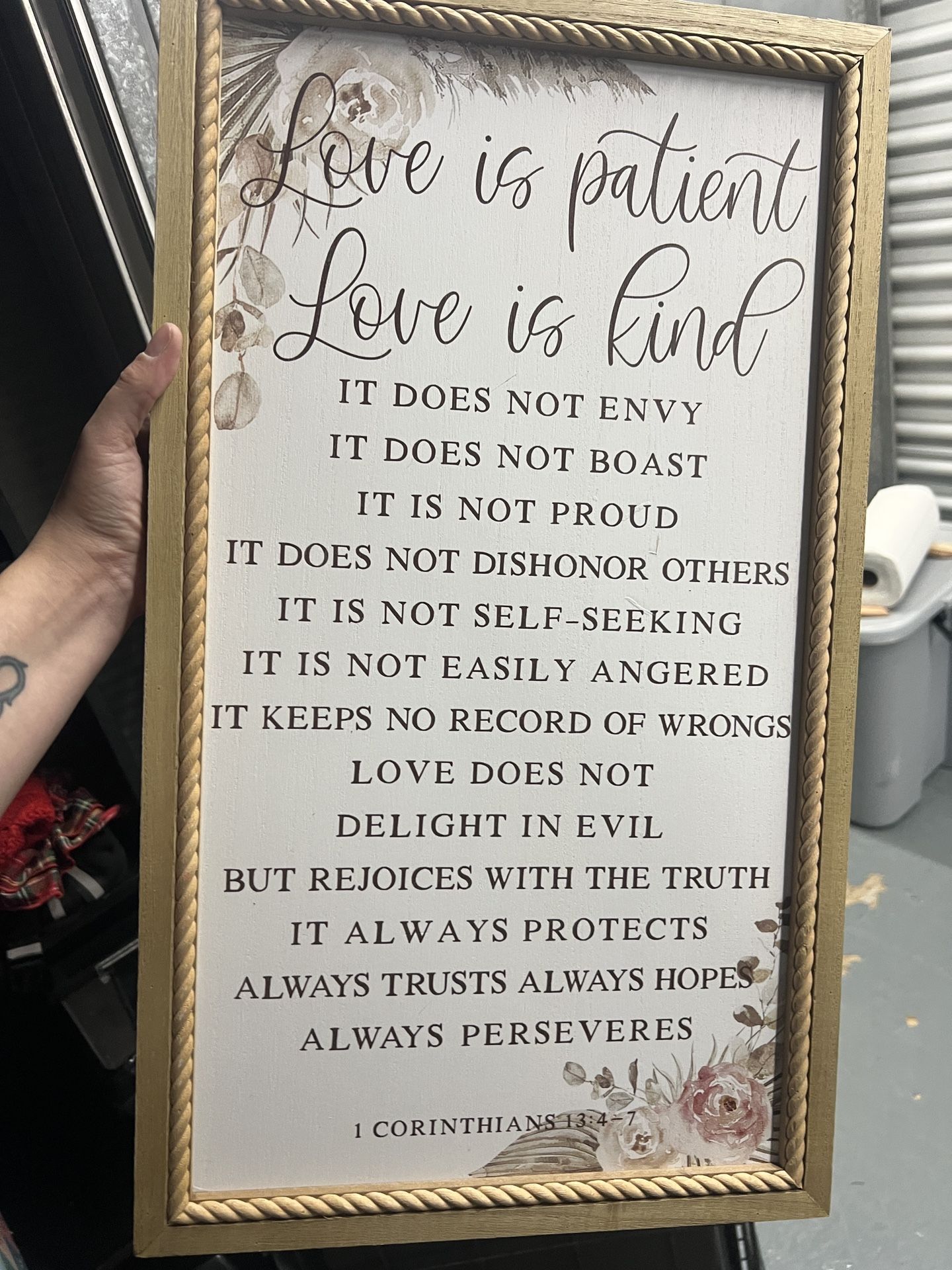 “Love Is Patient, Love Is Kind” 1 Corinthians Wooden Sign