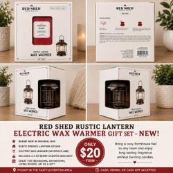 Red Shed Rustic Lantern Electric Wax Warmer Gift Set - New BRONZE