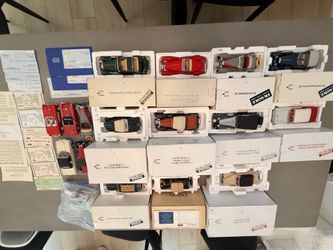 Danbury Mint & Franklin Mint 1:24 Diecast Car Lot — 16 Classics, Boxes + Paperwork