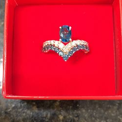 Le Vian Diamond and Blue Topaz Gold Ring