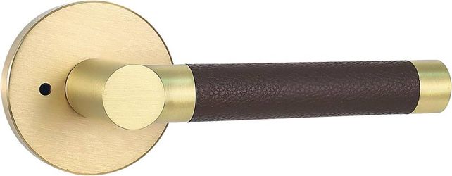 Leather Wrapped Brass Privacy Door Handle – Brass Interior Door Lever