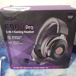 New EKSA E900 Pro USB Gaming Headset for PC, Computer Headset W/ Detachable Noise Cancelling Mic, 7.1 Surround Sound, 50MM Driver, Headphones W/ Micro