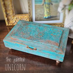 Teal And Copper Upcycled Large Trinket Jewelry Box