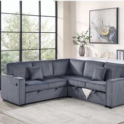 Corduroy Sectional Sleeper With Storage 