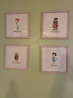 Flintstones Character Framed Prints Set of 4