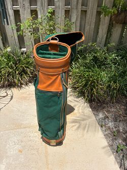 Vintage Gregory Paul,  winged foot golf club cart/carry golf bag ,forest green and leather
