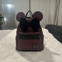 Loungefly Mini Mouse Maroon Quilted Backpack