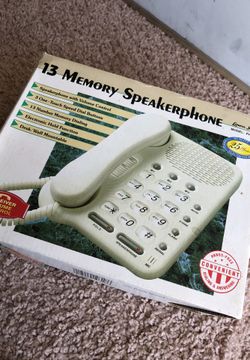 Brand new 13 memory speakerphone. Still in package and has instructions