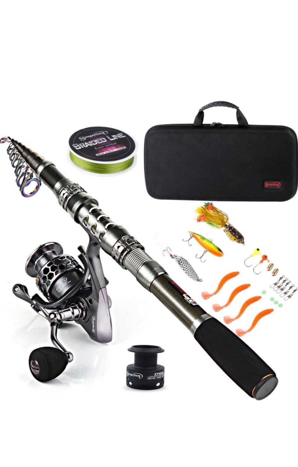 Fishing Rod Combos with Telescopic Fishing Pole Spinning Reels Fishing Carrier Bag