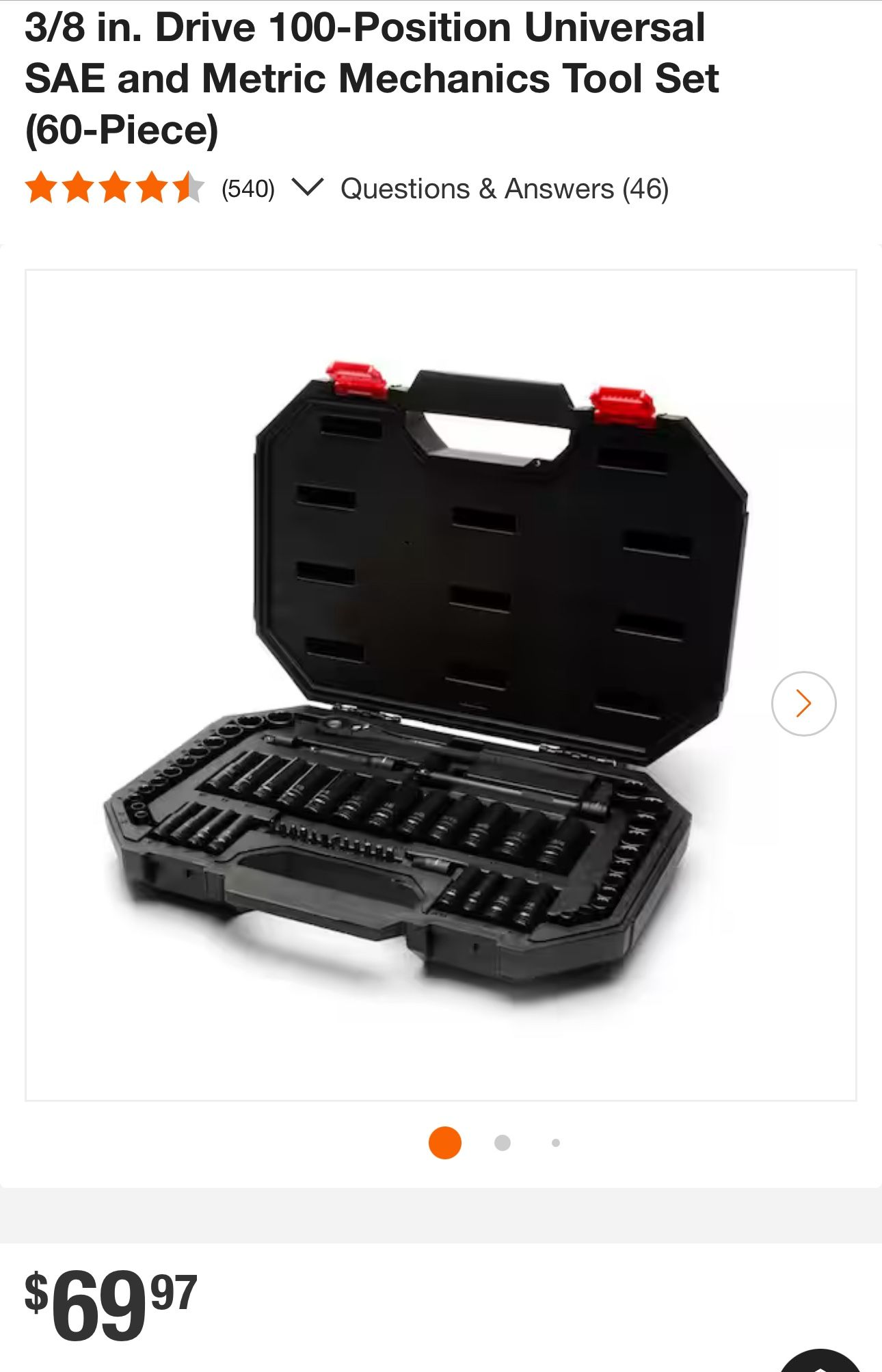 3/8 in. Drive 100-Position Universal SAE and Metric Mechanics Tool Set (60-Piece)