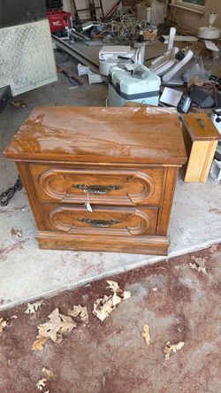 Vintage Wood 2-Drawer Nightstand