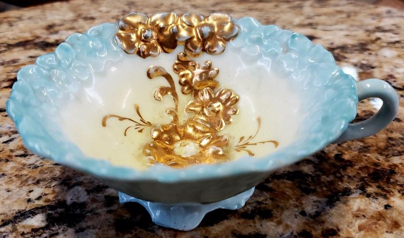 Bone China Turquoise Gold Teacup
